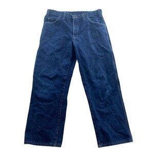 Dickies Men's Work Jeans 35x28 Hemmed to 35x28 Straight Flame-Resistant FR Blue